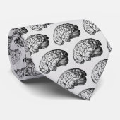 Brains Vintage Illustration Print Gray Necktie Stropdas (Opgerold)