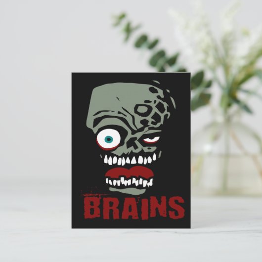 Brains zombie briefkaart (Staand voorkant)