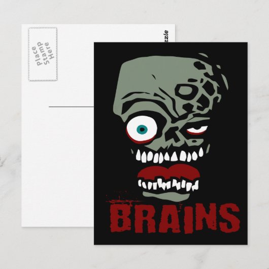 Brains zombie briefkaart (Voorkant / Achterkant)