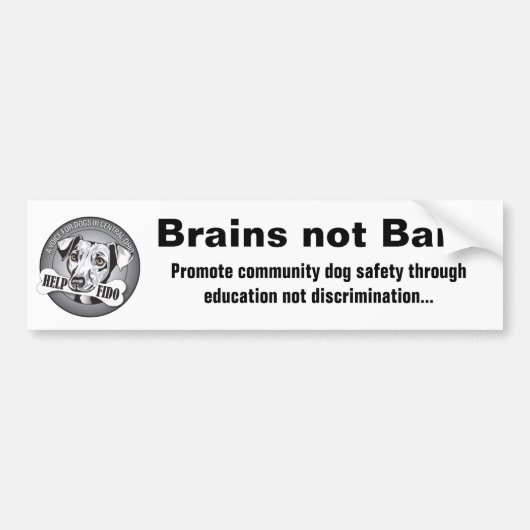 Brains zonder verboden (wit) bumpersticker (Voorkant)