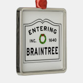 Braintree, MA Holiday Wreator Metal Ornament (Rechts)