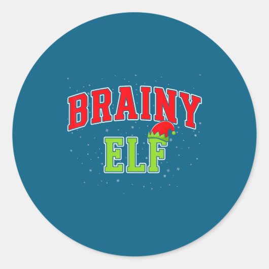 Brainy Elf Christmas Family Matching Group Xmas  Ronde Sticker (Voorkant)