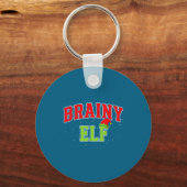 Brainy Elf Christmas Family Matching Group Xmas  Sleutelhanger (Voorkant)