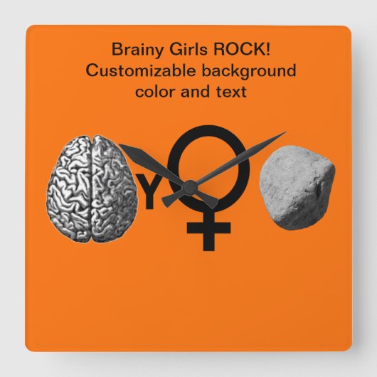 Brainy Girls Rock! Vierkante Klok (Voorkant)