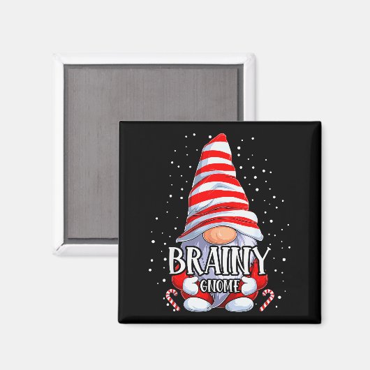 Brainy Gnome Christmas Pajamas Matching Family Gro Magneet (Voorkant / Achterkant)