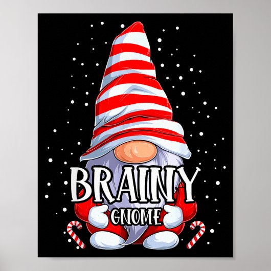 Brainy Gnome Christmas Pajamas Matching Family Gro Poster (Voorkant)