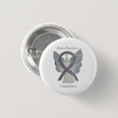 Brainziekten Silver Awareness Ribbon Angel Pin Ronde Button 3,2 Cm (Voorkant /achterkant)