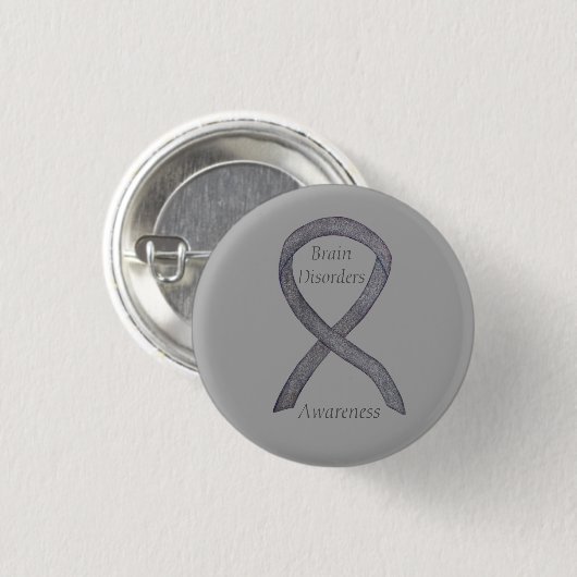 Brainziekten Silver Awareness Ribbon Custom Pin Ronde Button 3,2 Cm (Voorkant /achterkant)