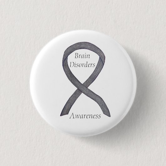 Brainziekten Silver Awareness Ribbon Custom Pin Ronde Button 3,2 Cm (Voorkant)