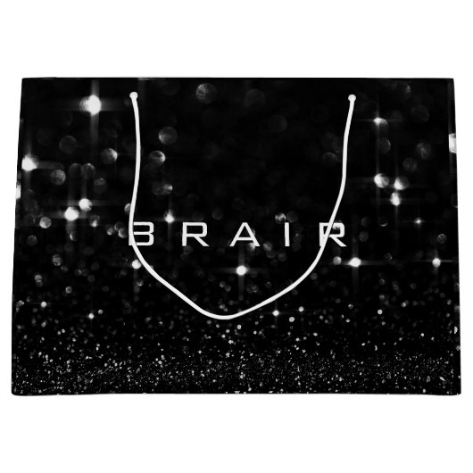 Brair Black White Glitter Favor Gift Spark Groot Cadeauzakje (Voorkant)