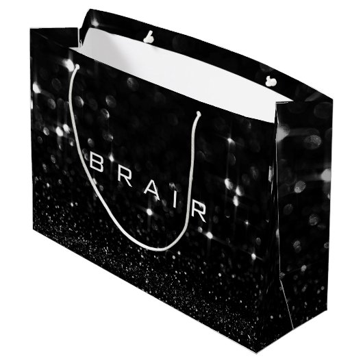 Brair Black White Glitter Favor Gift Spark Groot Cadeauzakje (Achterkant Gekanteld)