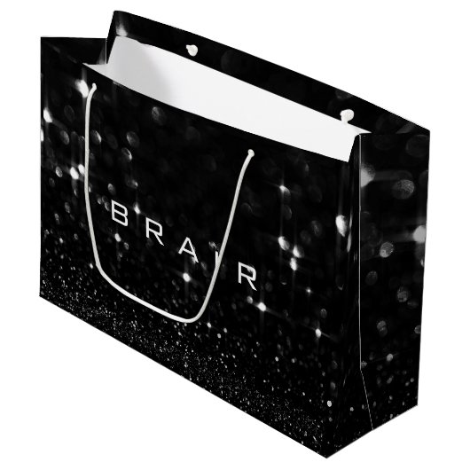 Brair Black White Glitter Favor Gift Spark Groot Cadeauzakje (Voorkant Gekanteld)