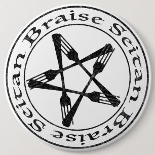 Braise Seitan Vegan Pentagram (dark version) Ronde Button 6,0 Cm