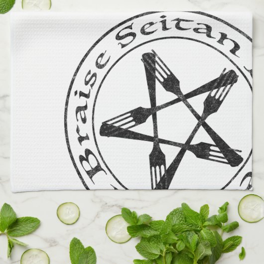 Braise Seitan Vegan Pentagram (dark version) Theedoek (Gevouwen)