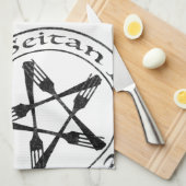 Braise Seitan Vegan Pentagram (dark version) Theedoek (Quarter Fold)