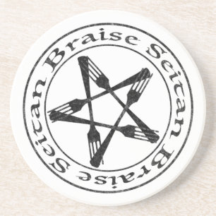 Braise Seitan Vegan Pentagram (dark version) Zandsteen Onderzetter