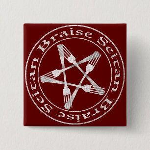 Braise Seitan Vegan Pentagram (light version) Vierkante Button 5,1 Cm