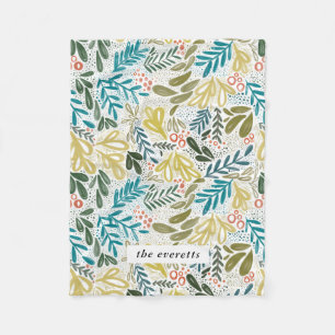 Bramble   Festive Botanical Custom Name Fleece Deken