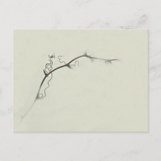 Bramble Ranken in de Mist - Minimalisme Briefkaart (Voorkant)