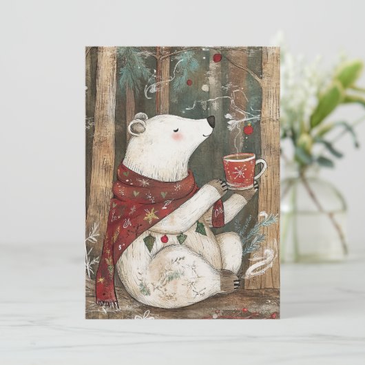 Bramble the Bear | Woodland Whimsy Holiday Card Feestdagenkaart (Staand voorkant)