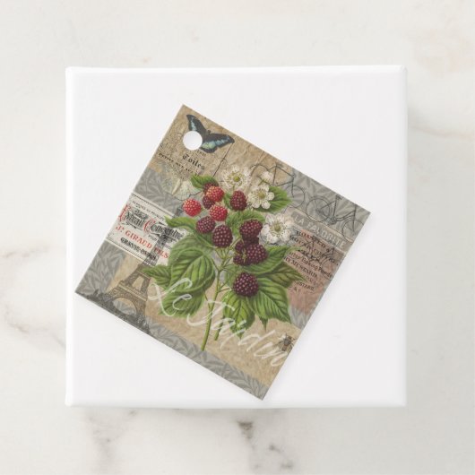  bramen & Franse Ephemera Art Collage Bedankjes Labels (In situ)