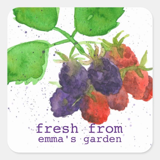 bramen fruit vers uit de tuin van vierkante sticker (Voorkant)