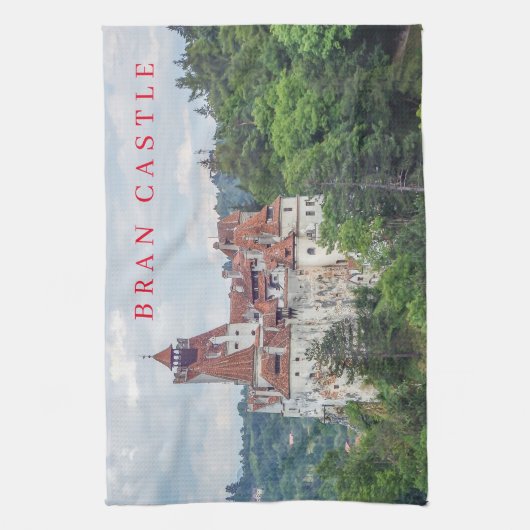 Bran Castle panoramisch uitzichten theedoek (Verticaal)