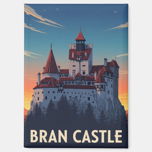 Bran Castle Roemenië Zonsondergang Magneet (Voorkant)