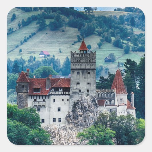 Bran castle vierkante sticker (Voorkant)
