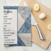 Bran Muffin Recept op Abstract Blauw Theedoek (Quarter Fold)