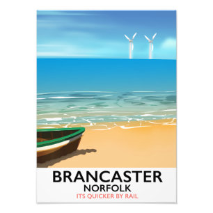 Brancaster Norfolk Railway Strand reisposter Foto Afdruk
