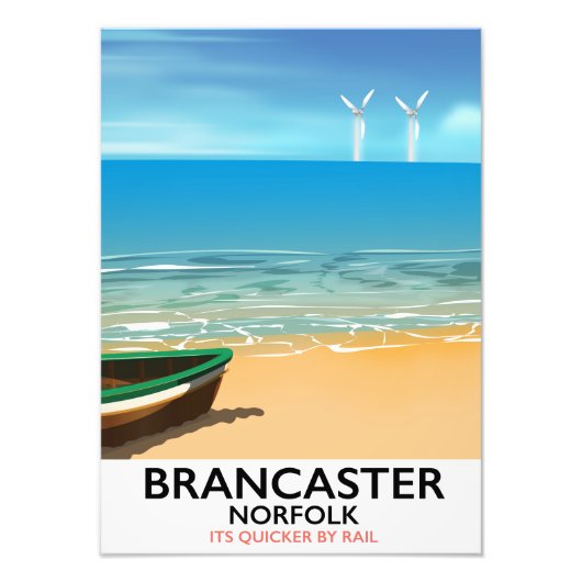 Brancaster Norfolk Railway Strand reisposter Foto Afdruk (Voorkant)
