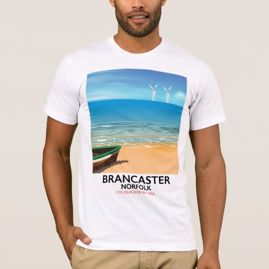 Brancaster Norfolk Railway Strand reisposter T-shirt (Voorkant)