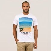 Brancaster Norfolk Railway Strand reisposter T-shirt (Voorkant volledig)