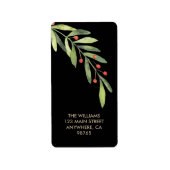 Branch and Berries Black Christmas Retouradres Etiket (Voorkant)