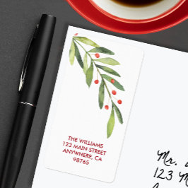 Branch and Berries Christmas Return Address Etiket