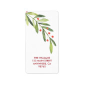 Branch and Berries Christmas Return Address Etiket (Voorkant)