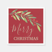 Branch and Berries Merry-kerstrood Servet (Voorkant)
