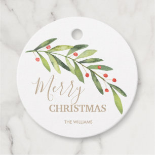 Branch and Berries Vrolijk Kerstfeest Bedankjes Labels