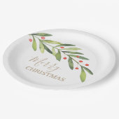 Branch Berries op witte kerst Papieren Bordje (Gekanteld)
