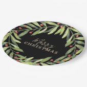 Branch Berries op zwarte kerst Papieren Bordje (Gekanteld)