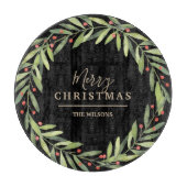 Branch Berries op zwarte kerst Snijplank (Voorkant)