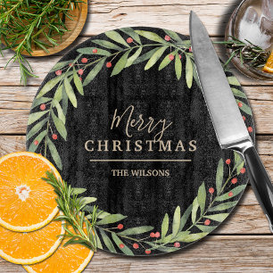 Branch Berries op zwarte kerst Snijplank