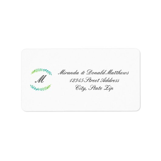 Branch Blue Green Wreath - adreslabel Etiket (Voorkant)