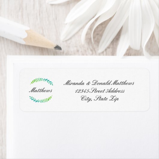 Branch Blue Green Wreath - Return Address Label (Insitu)