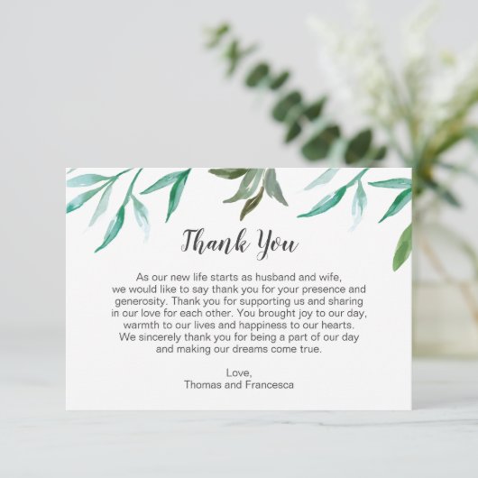 Branch Boho Bruiloft Dank u kaart (Staand voorkant)