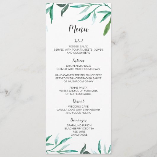 Branch Boho Bruiloft Menu Kaart (Voorkant)