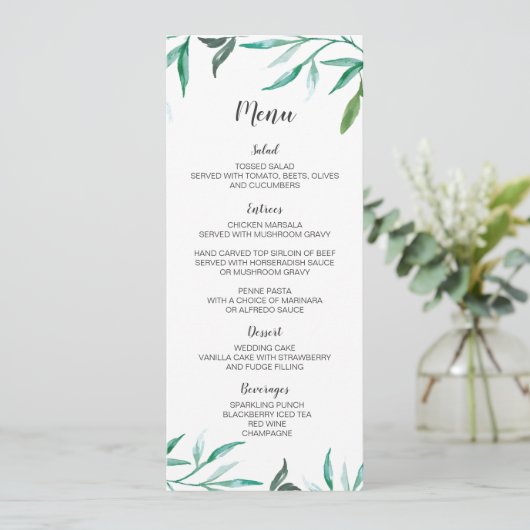 Branch Boho Bruiloft Menu Kaart (Staand voorkant)