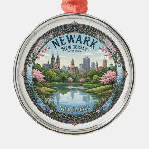 Branch Brook Park Lake en cadeau met Newark-skylin Metalen Ornament