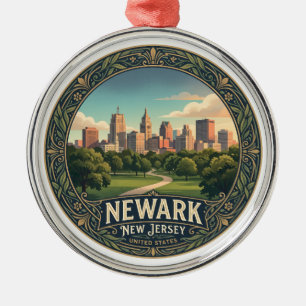 Branch Brook Park Skyline bij de Gouden Uur Newark Metalen Ornament